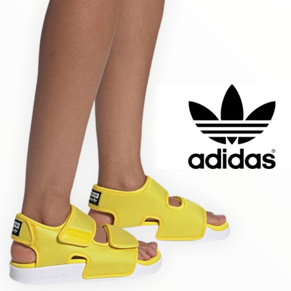 Adidas Rare Adilette 3.0 Yellow Velcro Sandals Size 6
